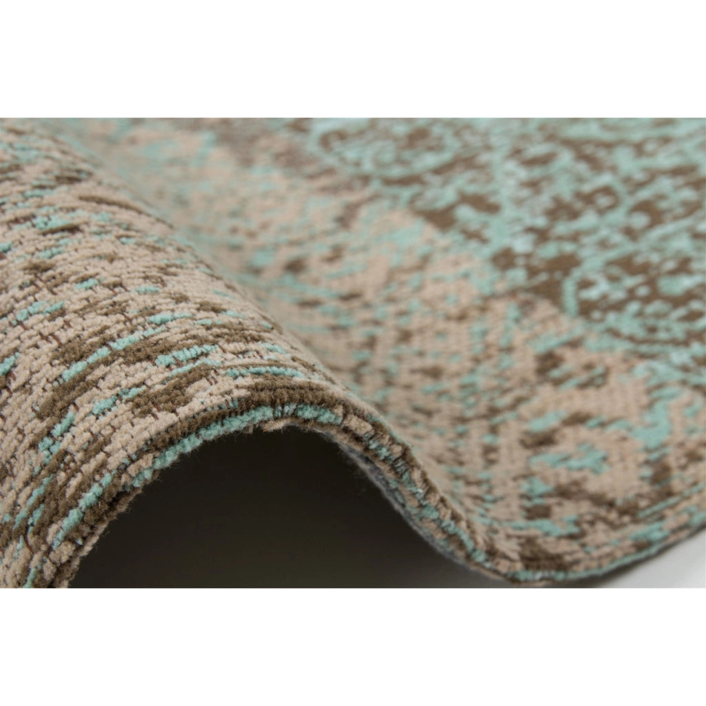 Tappeto Jacquard 150 turchese in cotone stile patchwork
