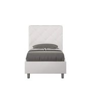 Letto singolo con rete imbottito 90x190 similpelle bianco Priya