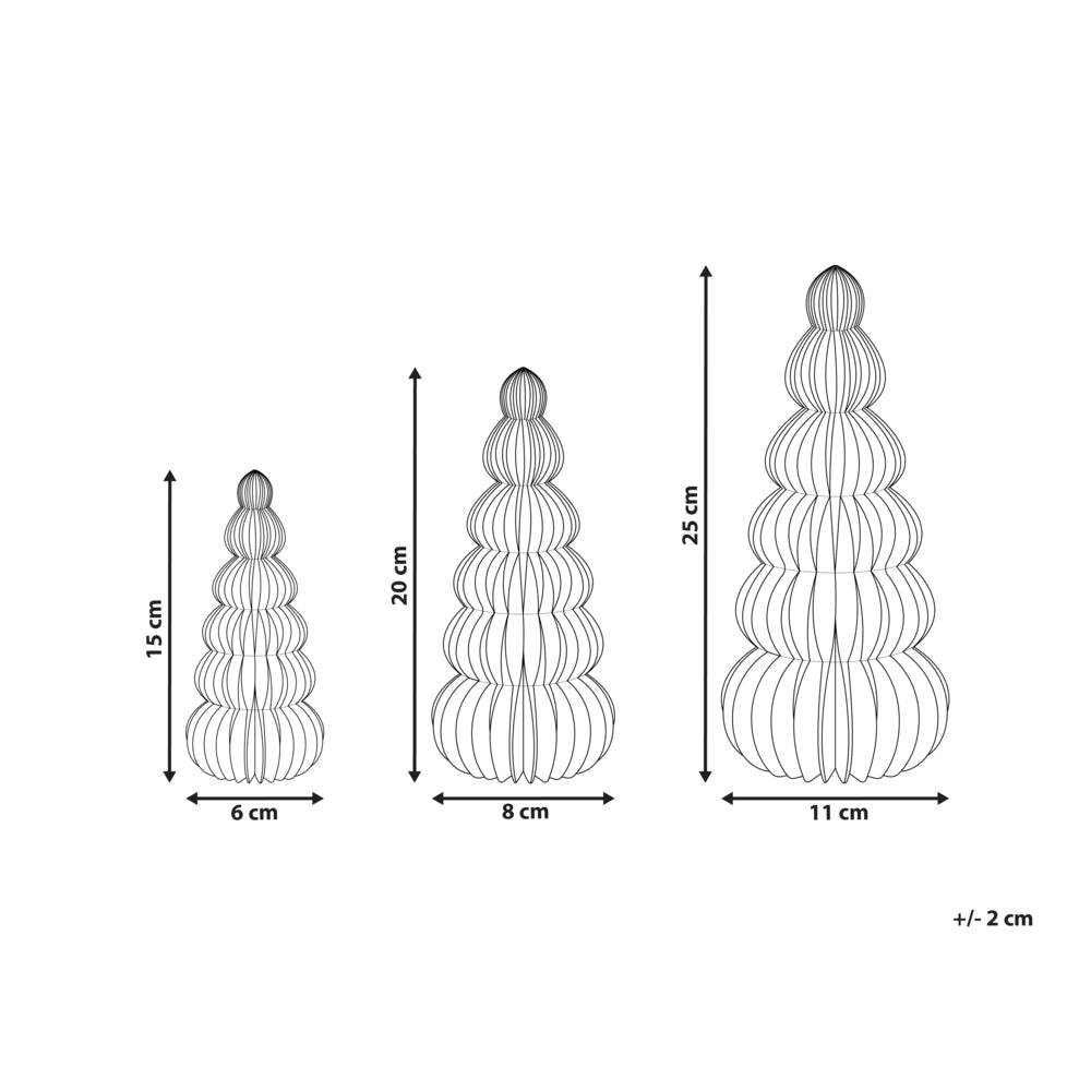 Set di 3 statuette a forma di Alberi di Natale in carta a nido d'ape beige e rosso decorazioni natalizie