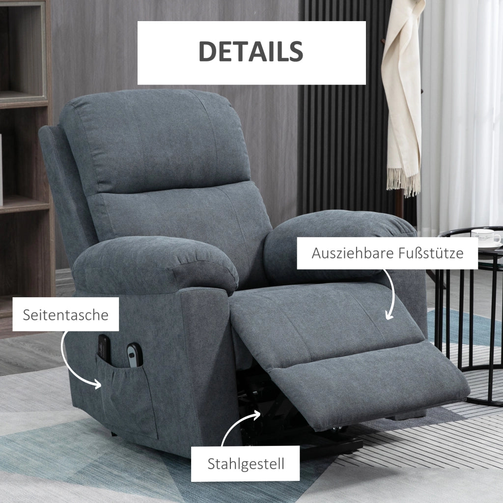 Poltrona massaggiante reclinabile elettrica con alzapersona ¨C Zephmum ¨C Grigio