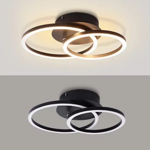 ZMH Lampada da soffitto plafoniera LED 2 anelli rotonda 24W 3000K moderna per soggiorno corridoio hotel