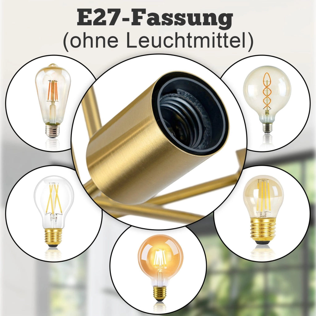 ZMH Lampada da soffitto vintage dorata 6 fiamme E27 per soggiorno