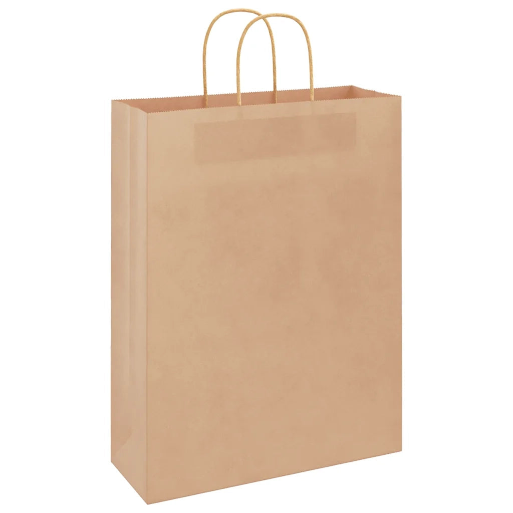 Sacchetti di Carta 250 pz con Manici Marrone 32x12x42 cm