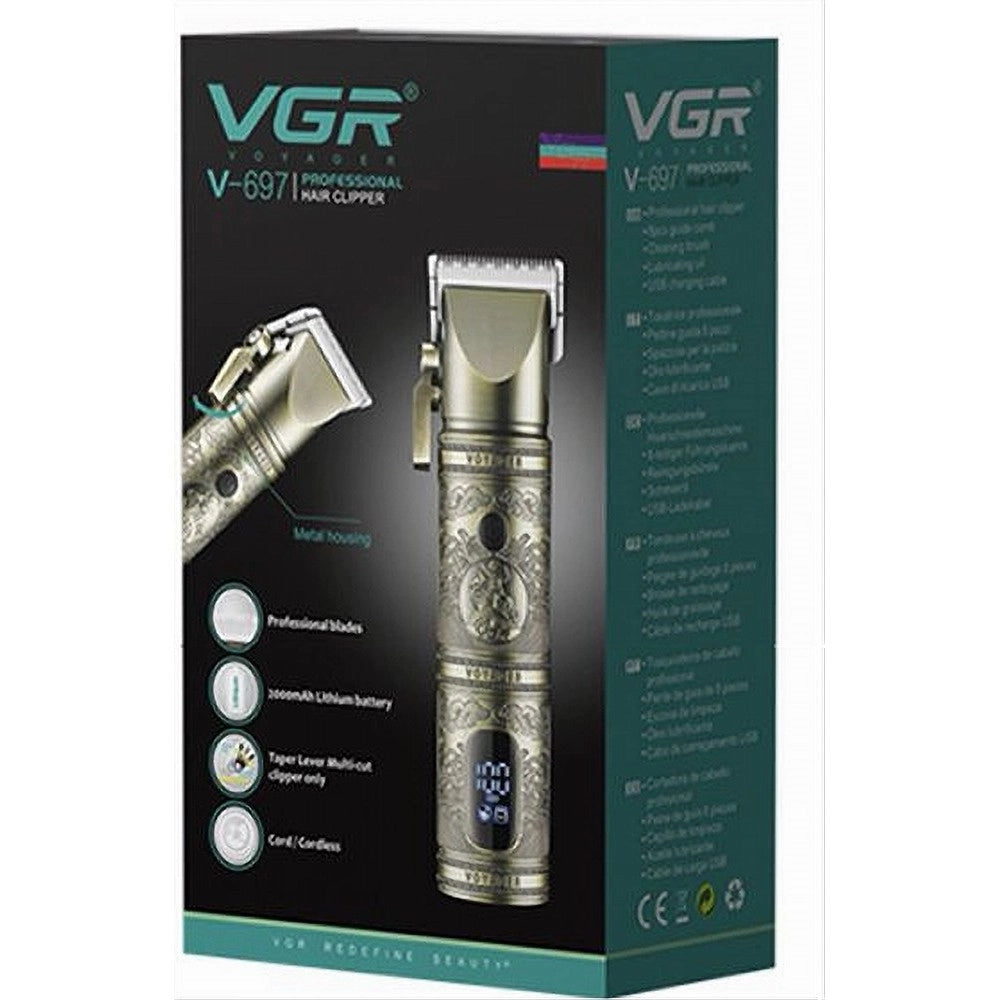 Trade Shop - Rasoio Professionale Tagliacapelli Display Led Senza Fili Ricaricabile Vgr V-697 -