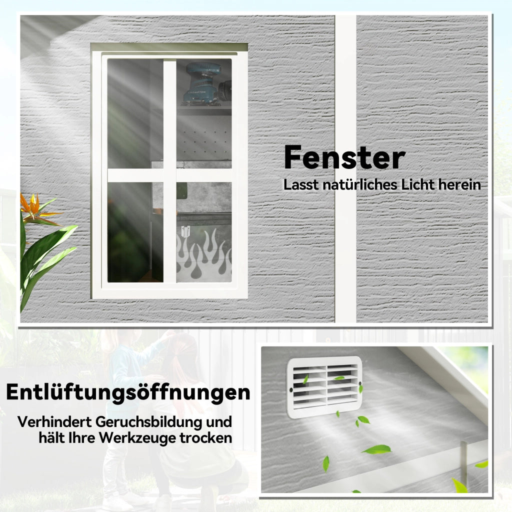 Casetta da Giardino in Plastica con Finestra e Porta Bloccabile ¨C Zephmum ¨C Grigio 120x90x120 cm
