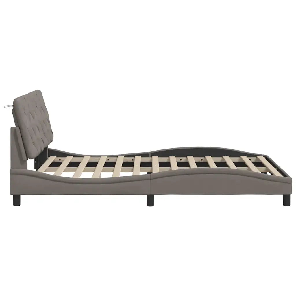 Giroletto con LED senza Materasso-Struttura Letto Tortora 140x190 cm in Tessuto