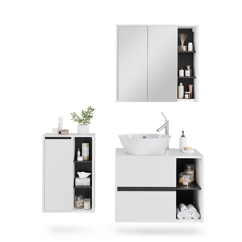 Vicco Set di mobili da bagno Bianco/Grigio 3 parti