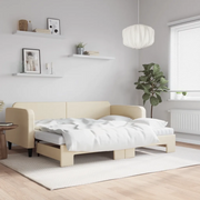 vidaXL Divano Letto Estraibile con Materassi Crema 90x200 cm Tessuto