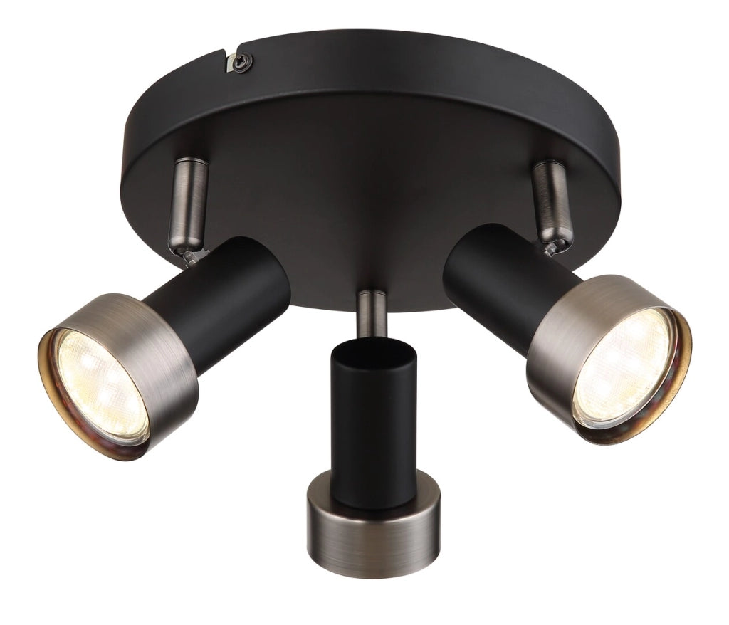 Spot da soffitto Konrad nero opaco/argento 3xGU10 Rabalux