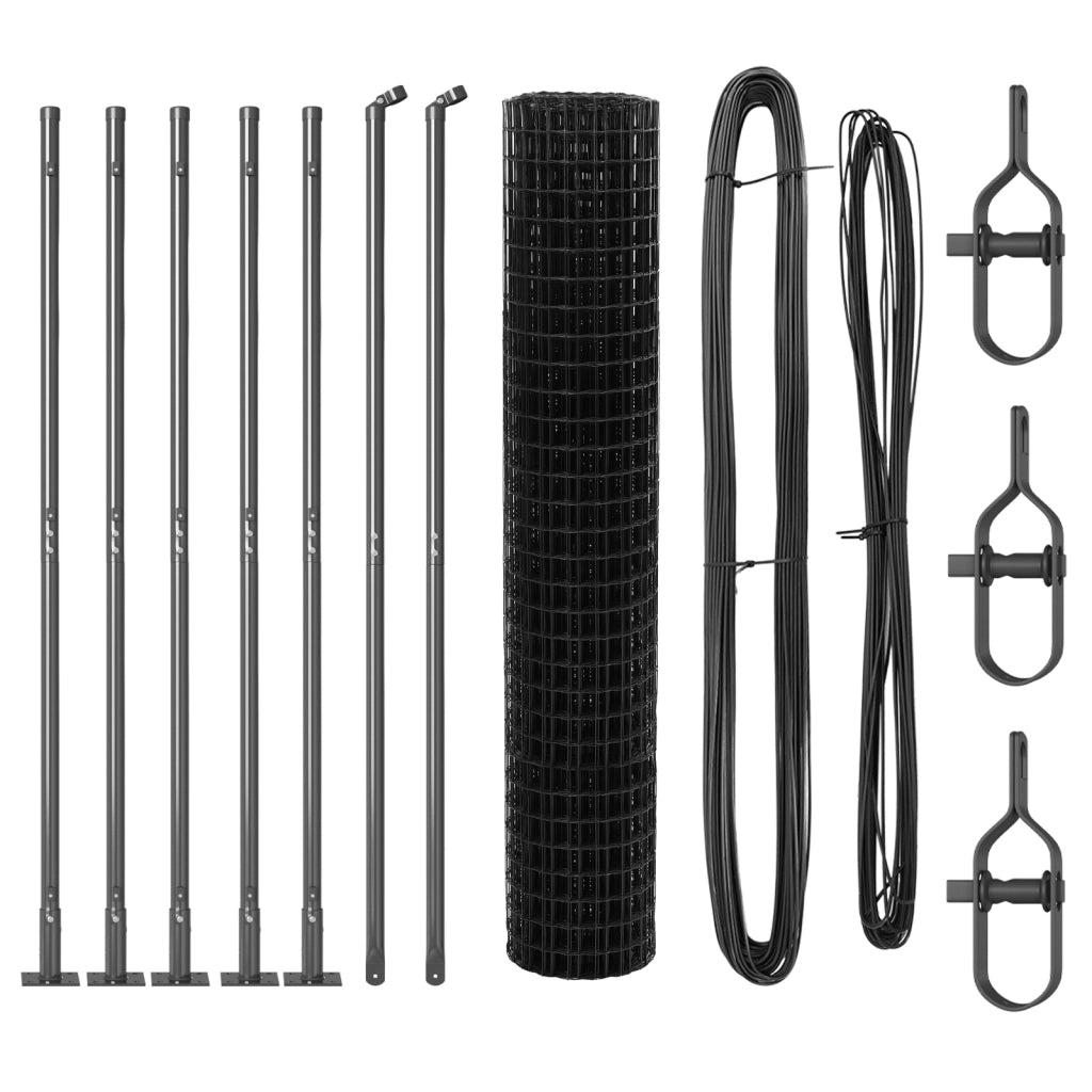 Recinzione Euro con 7 Pali Flangiati 1.6x10 m in Acciaio Galvanizzato