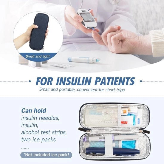 Borsa isolante per zaini, borsa per penne insulina, accessori per diabetici e insulina, borsa per diabetici (blu marino)