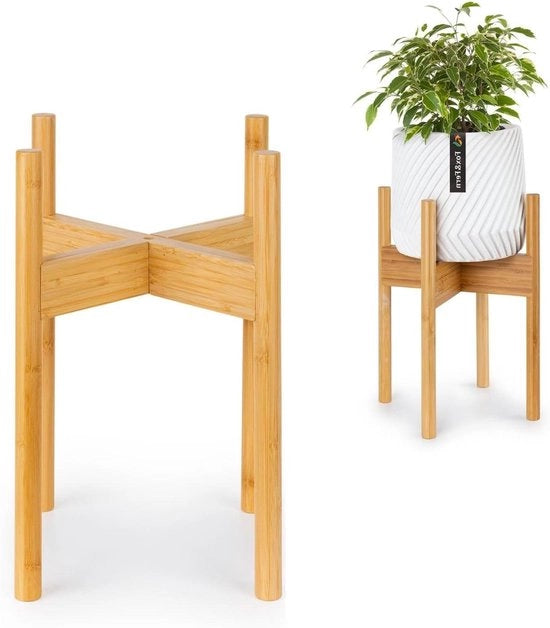 Supporto per fiori in bambù - Moderno di mezzo secolo - SENZA vaso di ceramica bianco 20 cm