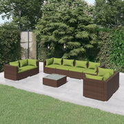 Set Divani da Giardino 9 pz con Cuscini in Polyrattan Marrone cod mxl 39010