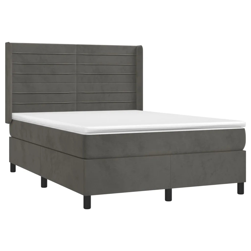 Letto a Molle con Materasso e LED Grigio Scuro 140x190 cm 3139620
