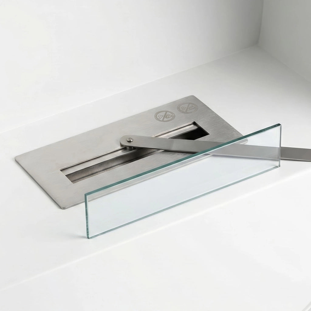 Venere - Camino a Bioetanolo da Pavimento 60x72x30 cm con Bruciatore 1 Litro e Piedi in Legno di Pino Bianco