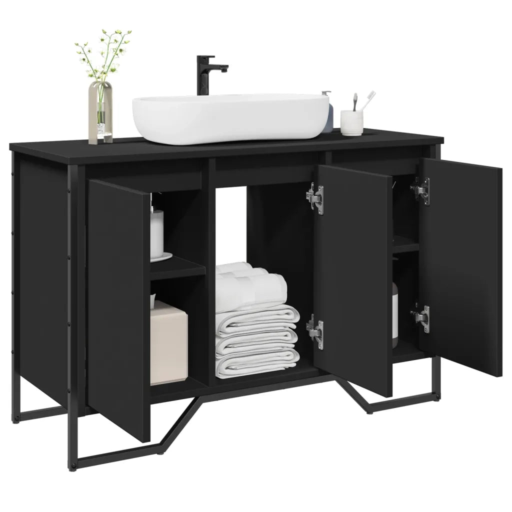 Mobile Lavabo Bagno-Armadietto da bagno Nero 91x35x60 cm in Truciolato 774648