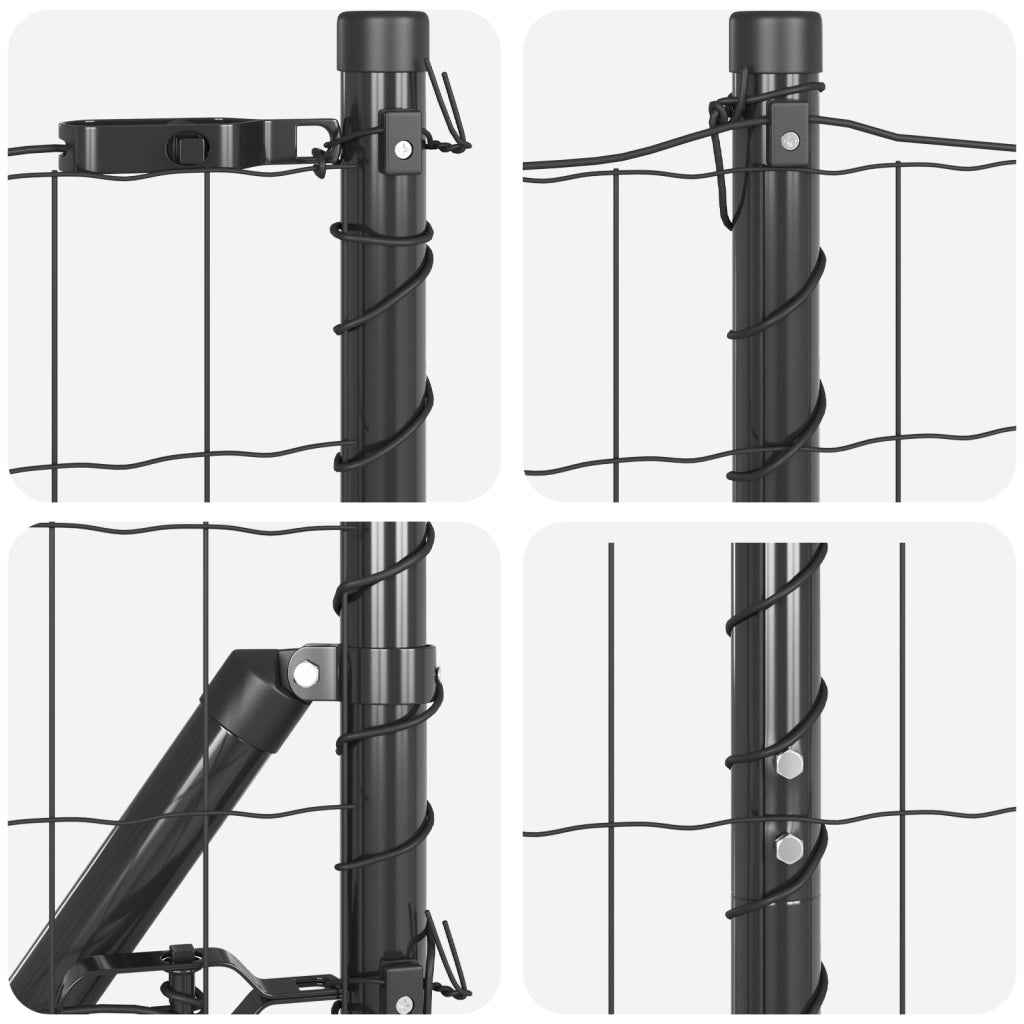 Euro Fence con 7 Posti Flangiati 1.6x10 m Acciaio Galvanizzato