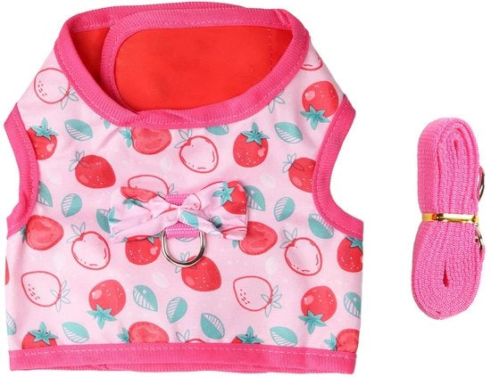 Harnas per Piccoli Animali con Cinturino - Disegno Fragola