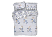 Copripiumino Sacco Piumone Pensieri Delicati Cotone Disegno Renna - Matrimoniale - Blu