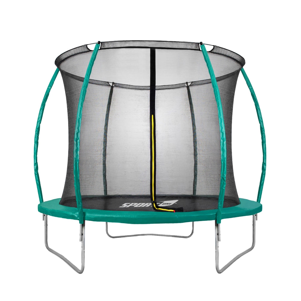 Trampolino Tappeto Elastico Ø244x235 cm in Acciaio con Rete di Protezione Verde e Nero