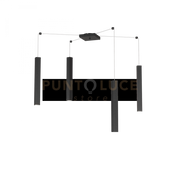 SQUARE TUBE SOSPENSIONE 4 LUCI NERO CAVO CM.250 CON BASE 1173-S4-NE