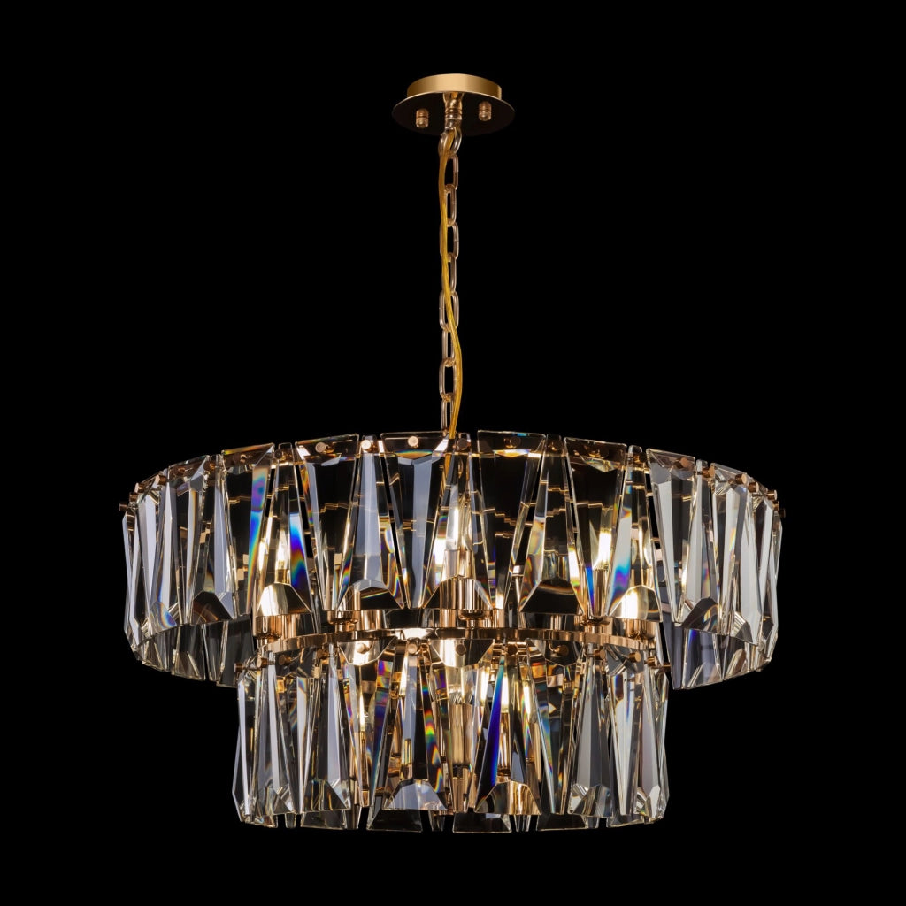 Maytoni Lampadario contemporaneo Puntes 12 luci E14 oro metallo cristalli