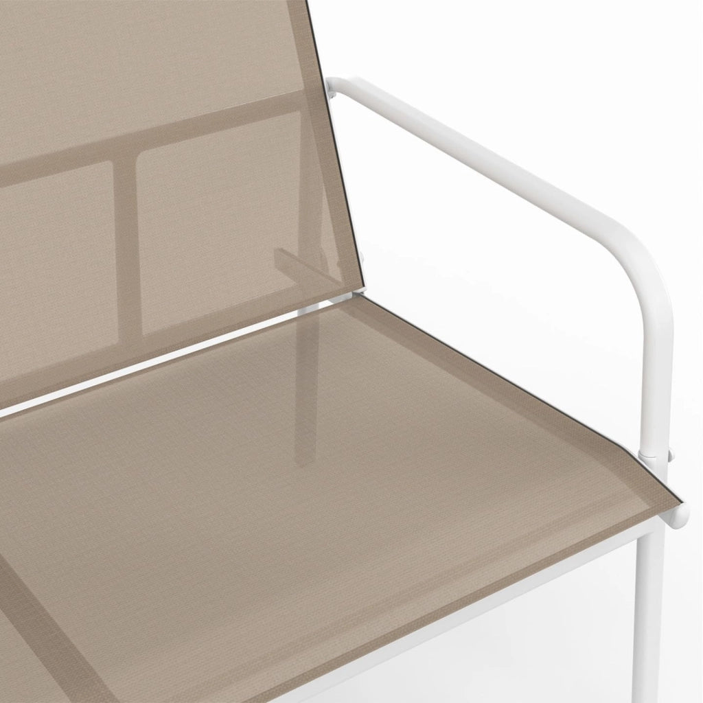 Set di mobili da Giardino Basso a 4 posti TOLEDE con Divano, poltrone e Tavolo in Bianco e Beige