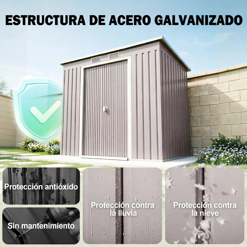 Casetta da Giardino ¨C Zephmum ¨C Grigio Chiaro 213x130x172 cm