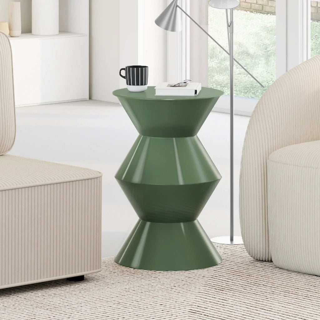IDMarket - Tavolino rotondo, tavolino da salotto, comodini IRENE 30 cm in metallo verde kaki