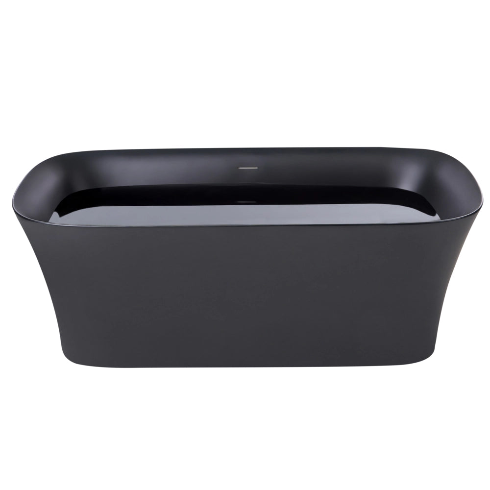 Vasca da bagno freestanding in acrilico nero 1600 x 750 mm ovale con finitura liscia opaca Stile moderno per il bagno