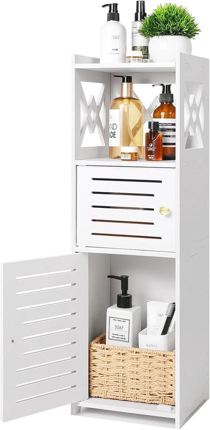 Cassa da bagno in legno - resistentente all'umidità - 1 pezzo - bianco