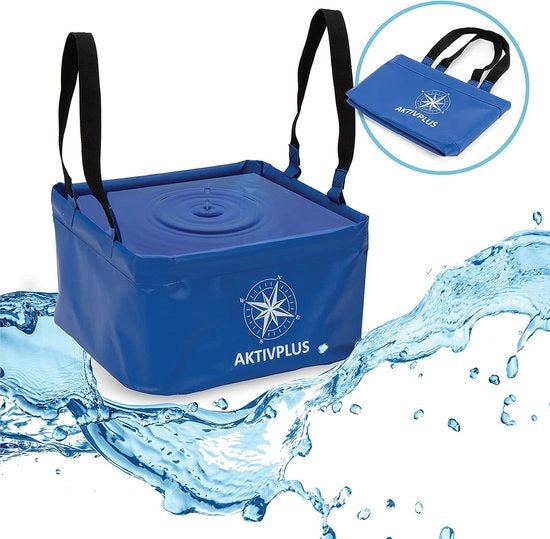 Contenitore di scarico pieghevole - Voumer robusto con capacità di 16 o 21 l - blu - angoli rinforzati - per camping - contenitore per bucato - contenitore per doccia