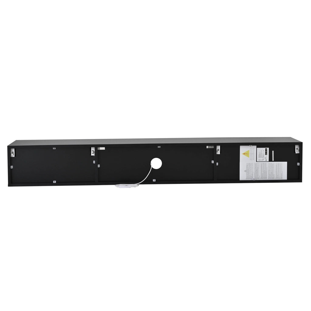 Mobile TV sospeso 160x31x22 cm con illuminazione LED e frontale lucido in legno nero