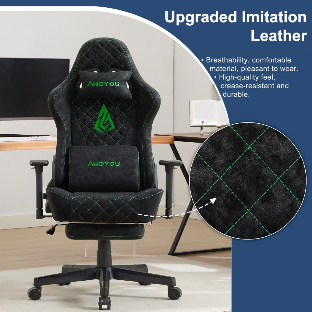 Poltrona Gaming Ergonomica Pelle PU Vintage ¨C Zephmum ¨C Nero