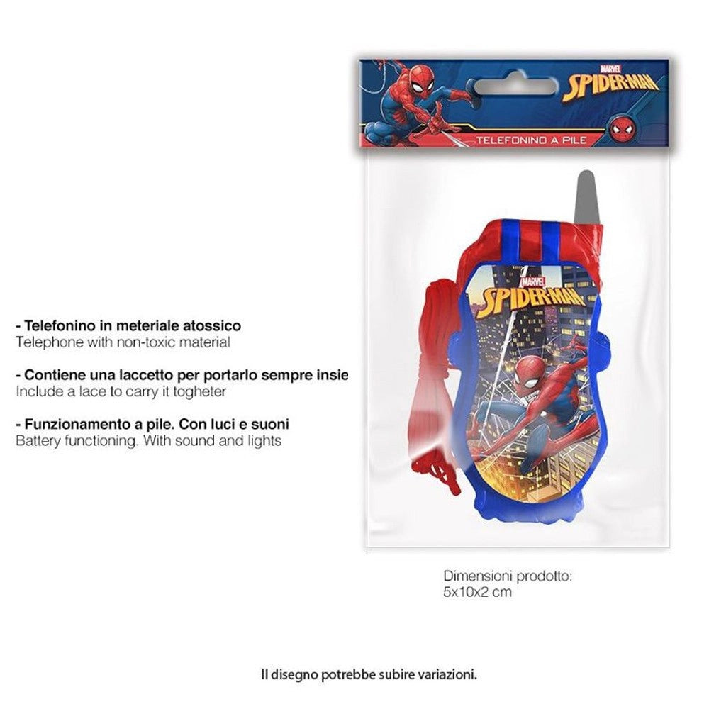 Trade Shop - Telefono A Pile Spider Man Uomo Ragno Gioco Giocattolo Bambini Con Luci E Suoni -