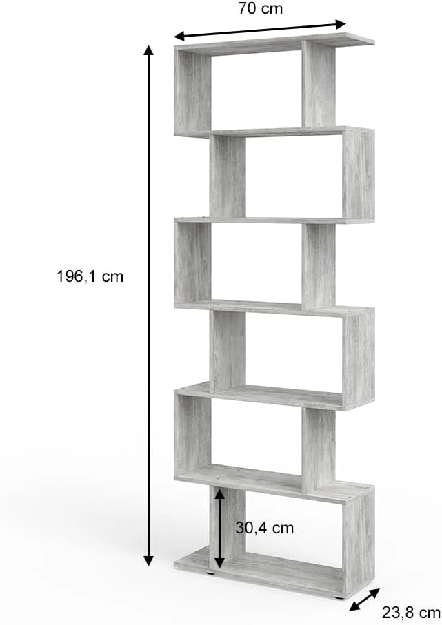 Divisorio per ambienti Levio, Grigio, 70 x 192.2 cm, per una suddivisione flessibile degli spazi in forma a Z, posizionabile su entrambi i lati