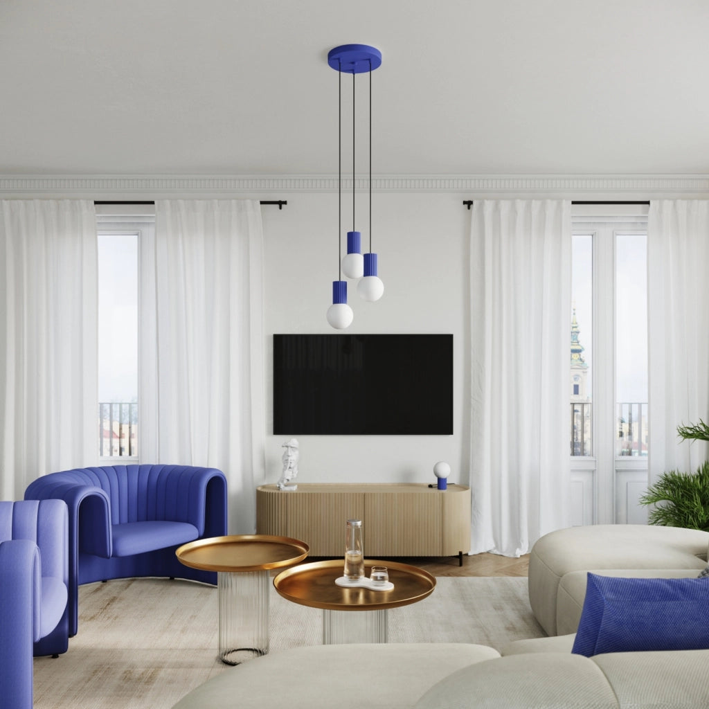 Lampada tavolo SFERA Pure Lume blu globo bianco G9 8W