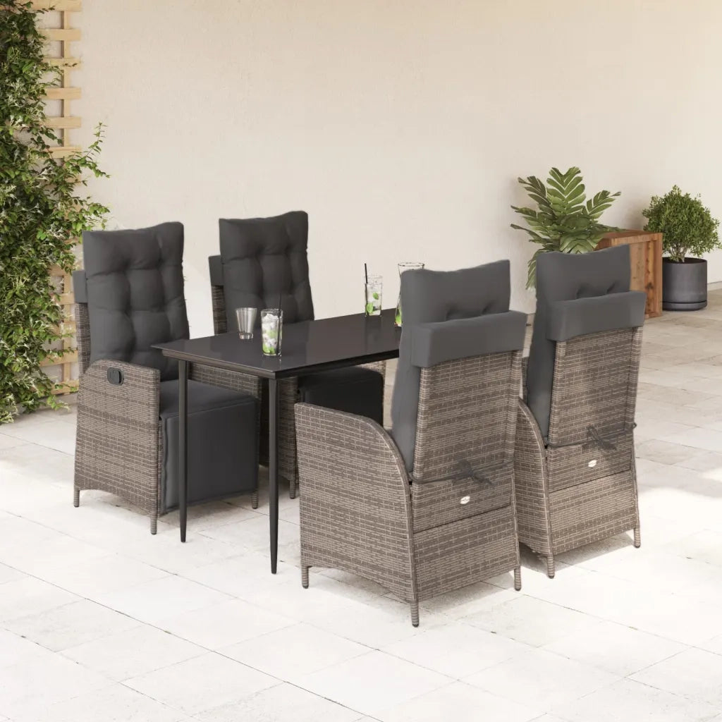 Set da Pranzo da Giardino 5 pz con Cuscini in Polyrattan Grigio 3213422