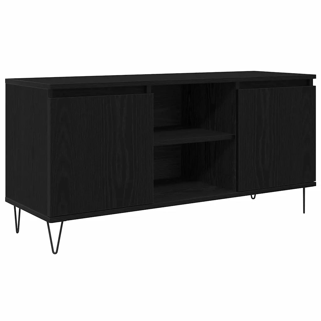 Mobile TV Rovere Nero 104 x 35 x 50 cm Legno multistrato 881934