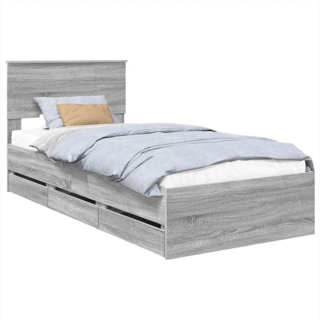 Struttura del letto con cassetto Grigio Sonoma 75 x 190 cm
