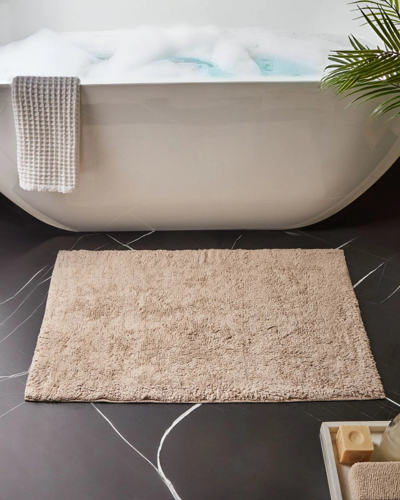 Tappeto da bagno in cotone rettangolare marrone chiaro 60 x 90 Accessori da bagno Design moderno