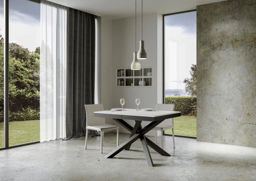 Tavolo allungabile 90x120/380 cm Volta Evolution Bianco Frassino telaio Antracite