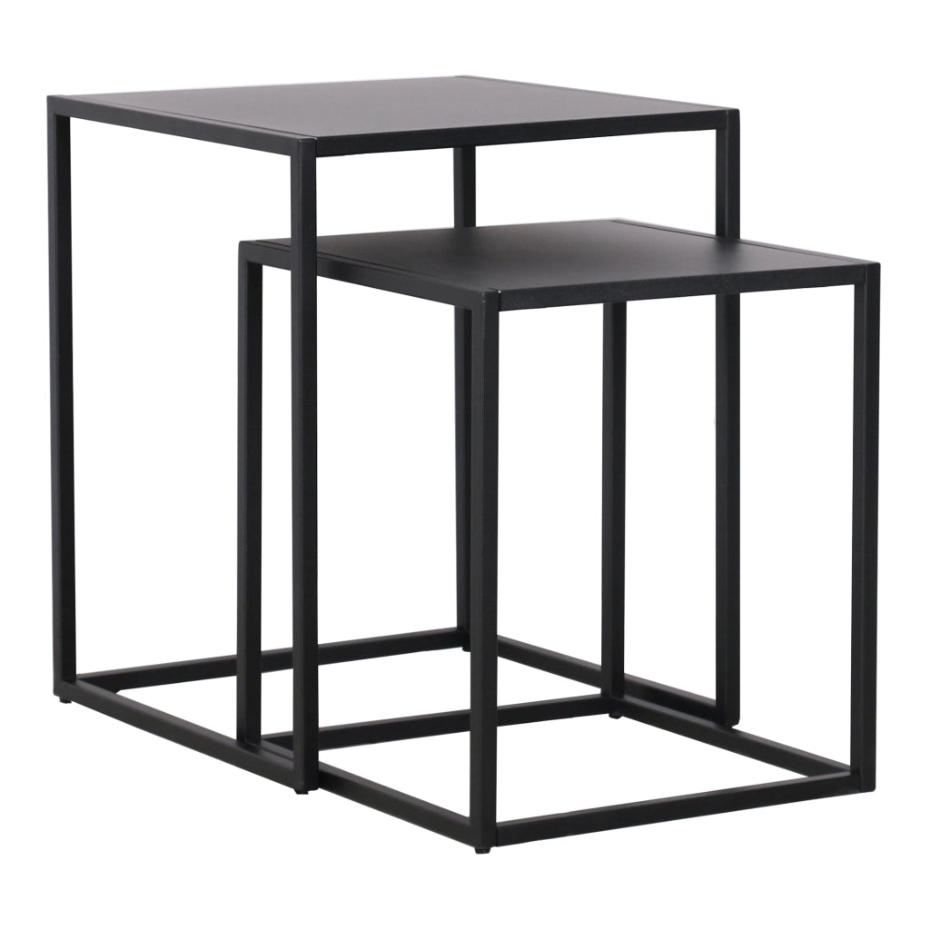 Set di 2 Tavolini Vejen Sovrapponibili Piano Quadrato - Acciaio Nero opaco [en.casa]