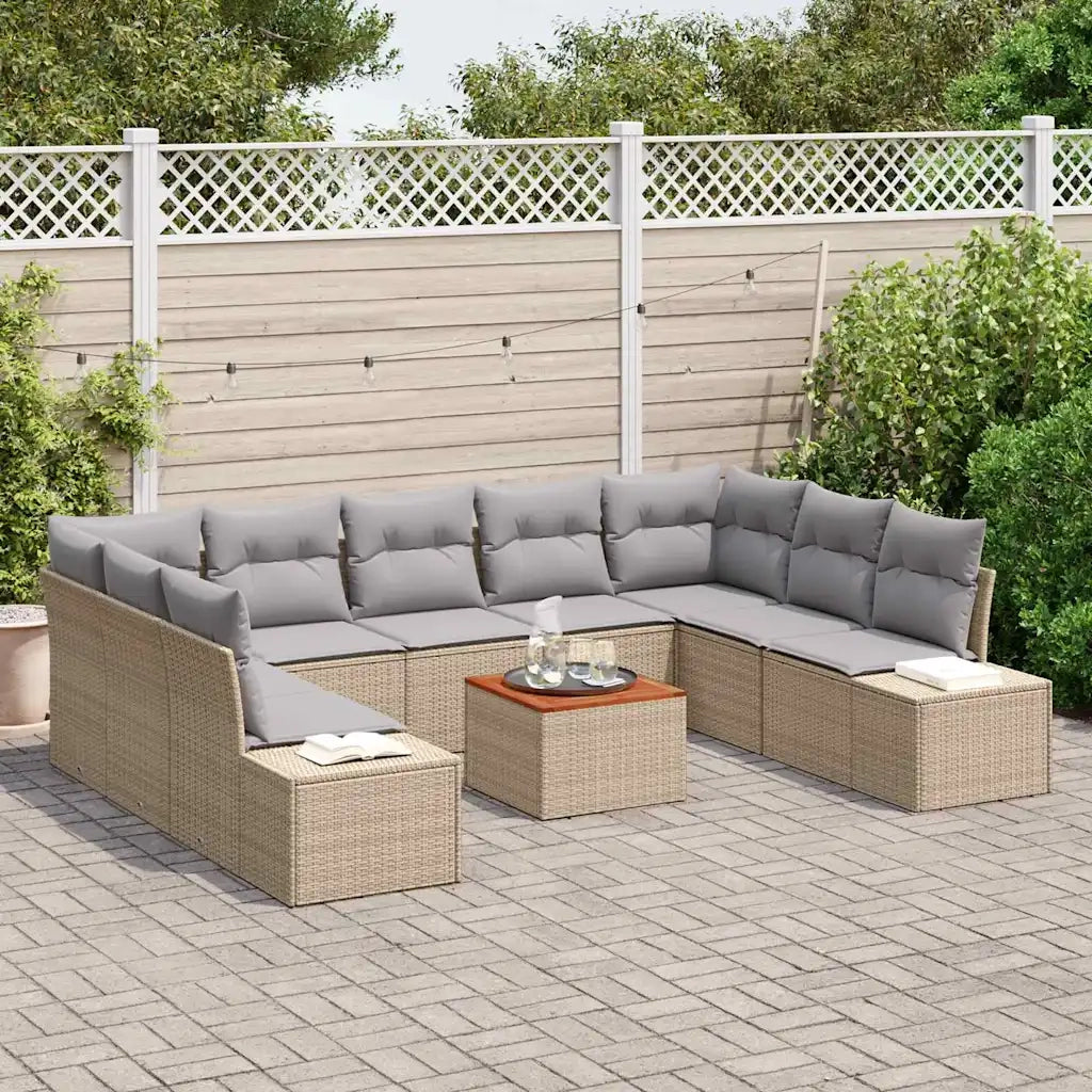 Set Divano da Giardino 10 pcs beige e grigio chiaro