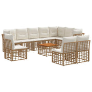 Set di divani da esterno 11 pcs Naturale e Bianco Crema