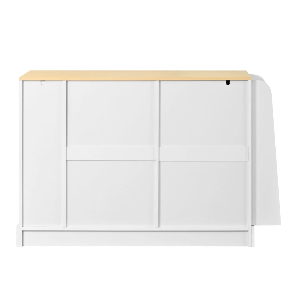 Credenza bianca e naturale in MDF con ante; cassetto e ripiani regolabili