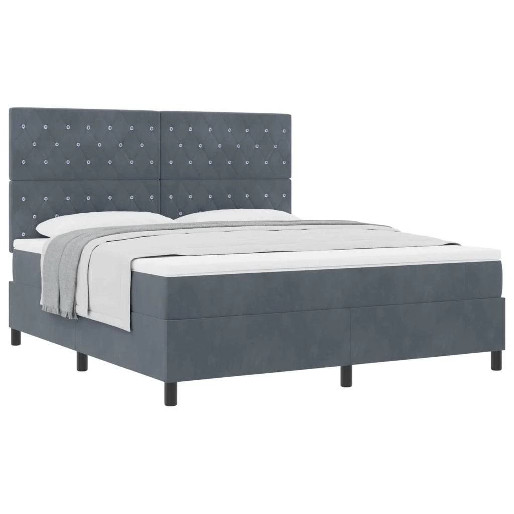 Letto a molle con materasso Grigio scuro 180 x 200 cm Velluto 3339783