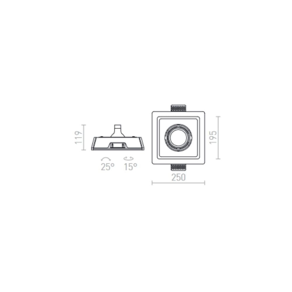 Faretto DINO SQ G53 inclinabile gesso 12V G53 50W