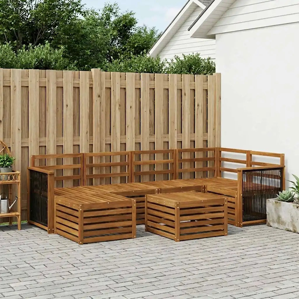 Set divano sezionale 6 pcs Naturale Legno di Acacia Massello