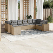 Set Divano da Giardino 10 pz con Cuscini Beige in Polyrattancod mxl 89236